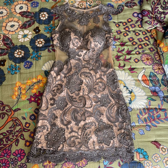 Dave & Johnny Sleeveless Mesh Lace Mini Dress Size 1/2 - Picture 2 of 14